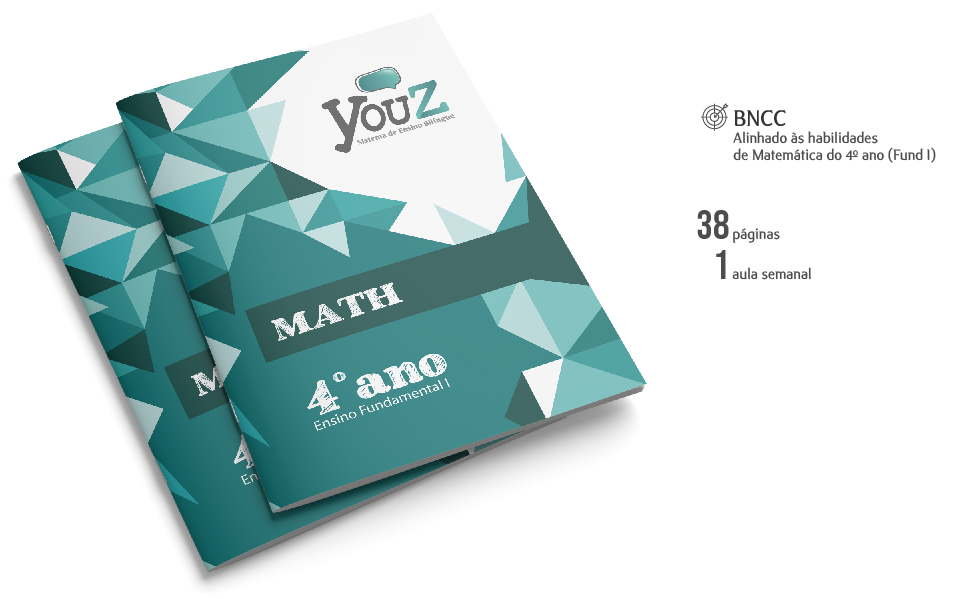 Livro de Math para alunos do 4º ano (Fund I). Educação Bilíngue.